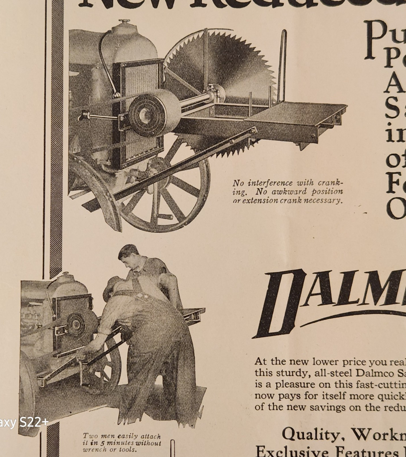 1926 Dalmco Saw Rig For Fordson Dallmann Products Original Print Ad 8X11