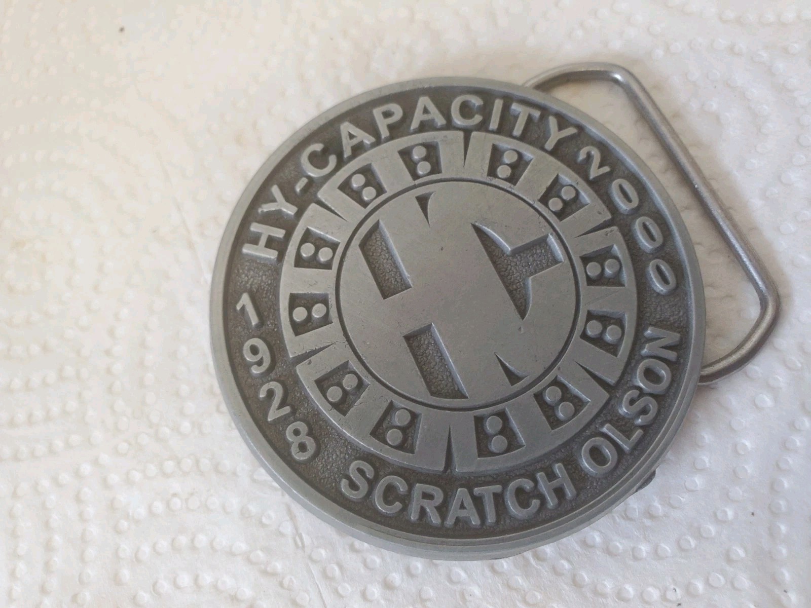 Round Metal Belt Buckle Hy-capacity 1928 – 2000 Scratch Olson Farm Crop Sprayers