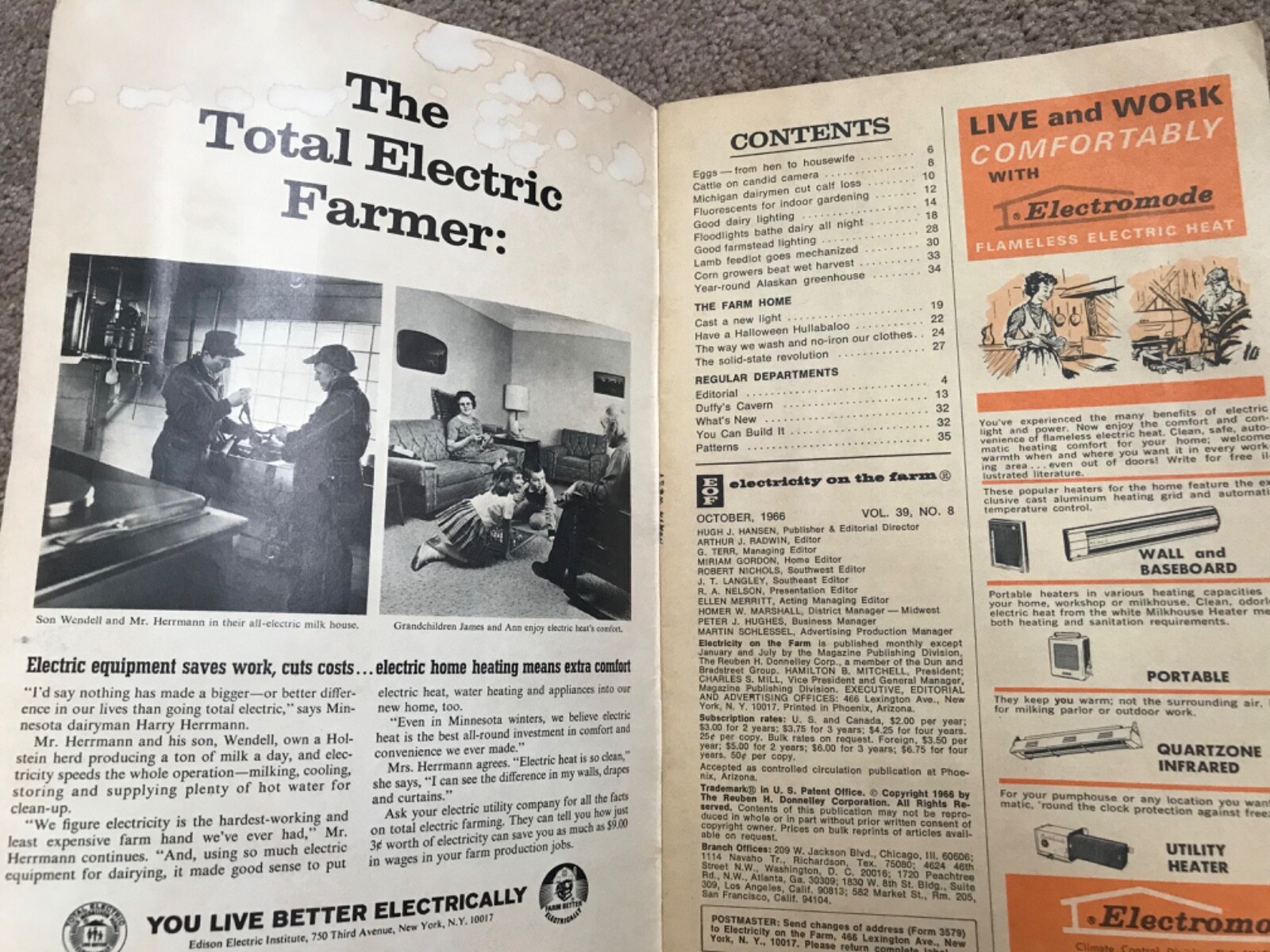 VTG. 1966 ELECTRICITY ON THE FARM EOF Magazine Electromode, McNeil Corp. Milk