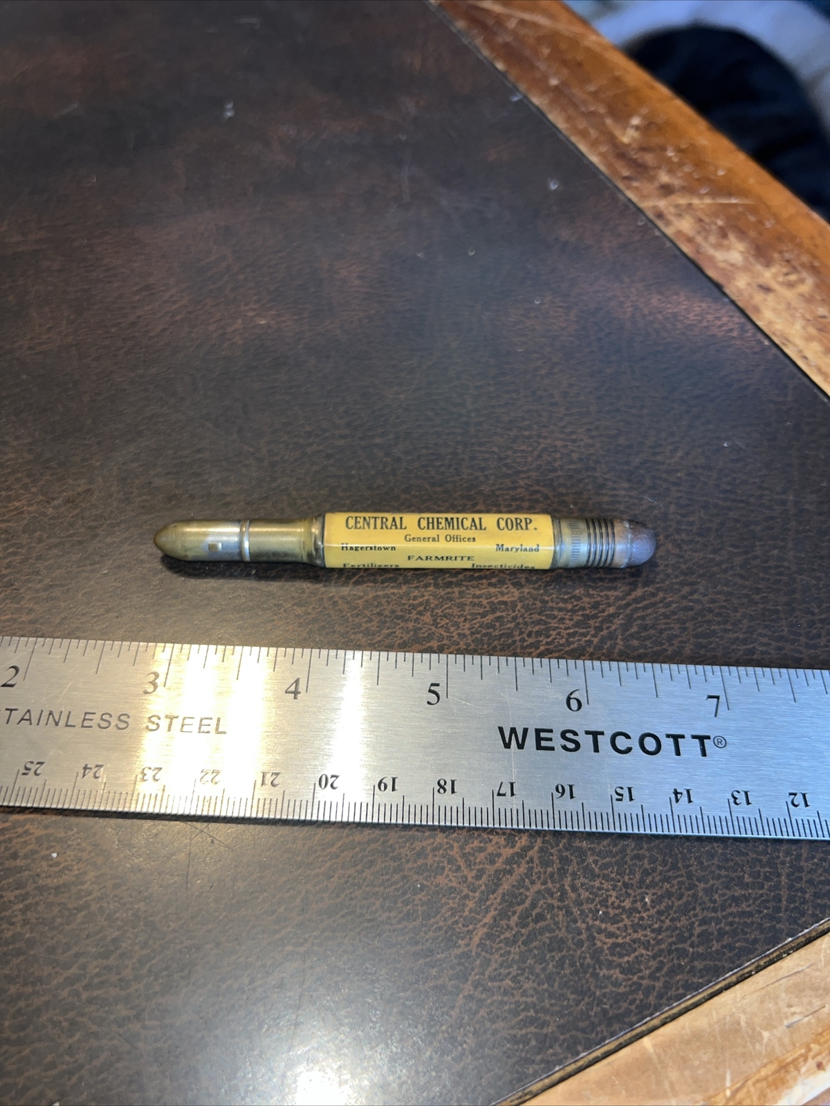 Vintage Early Farm Bullet Pencil Farmrite Central Chemical Hagerstown Md