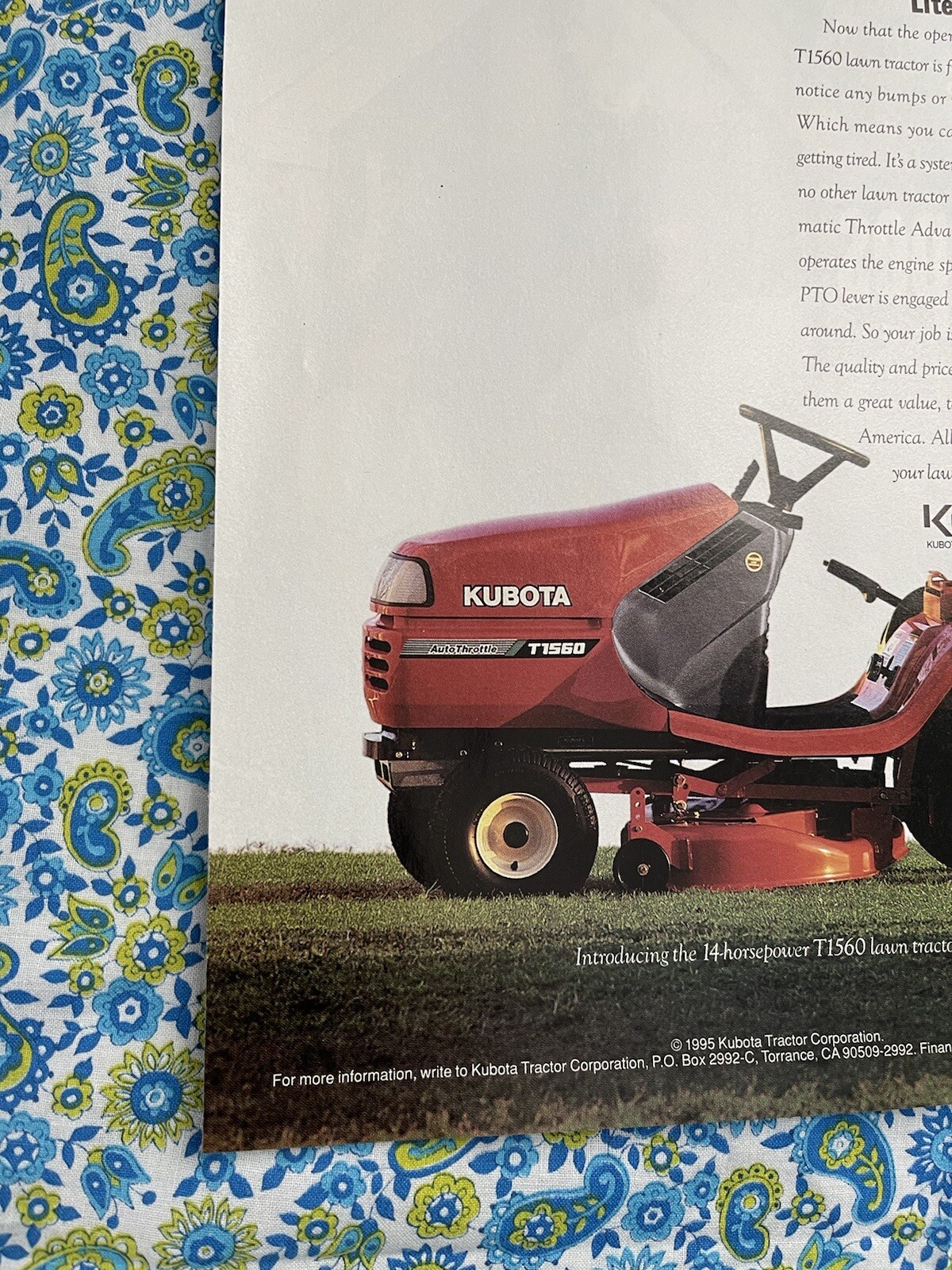 Vintage 1996 Kubota Garden Tractor Riding Lawn Mower Print Ad