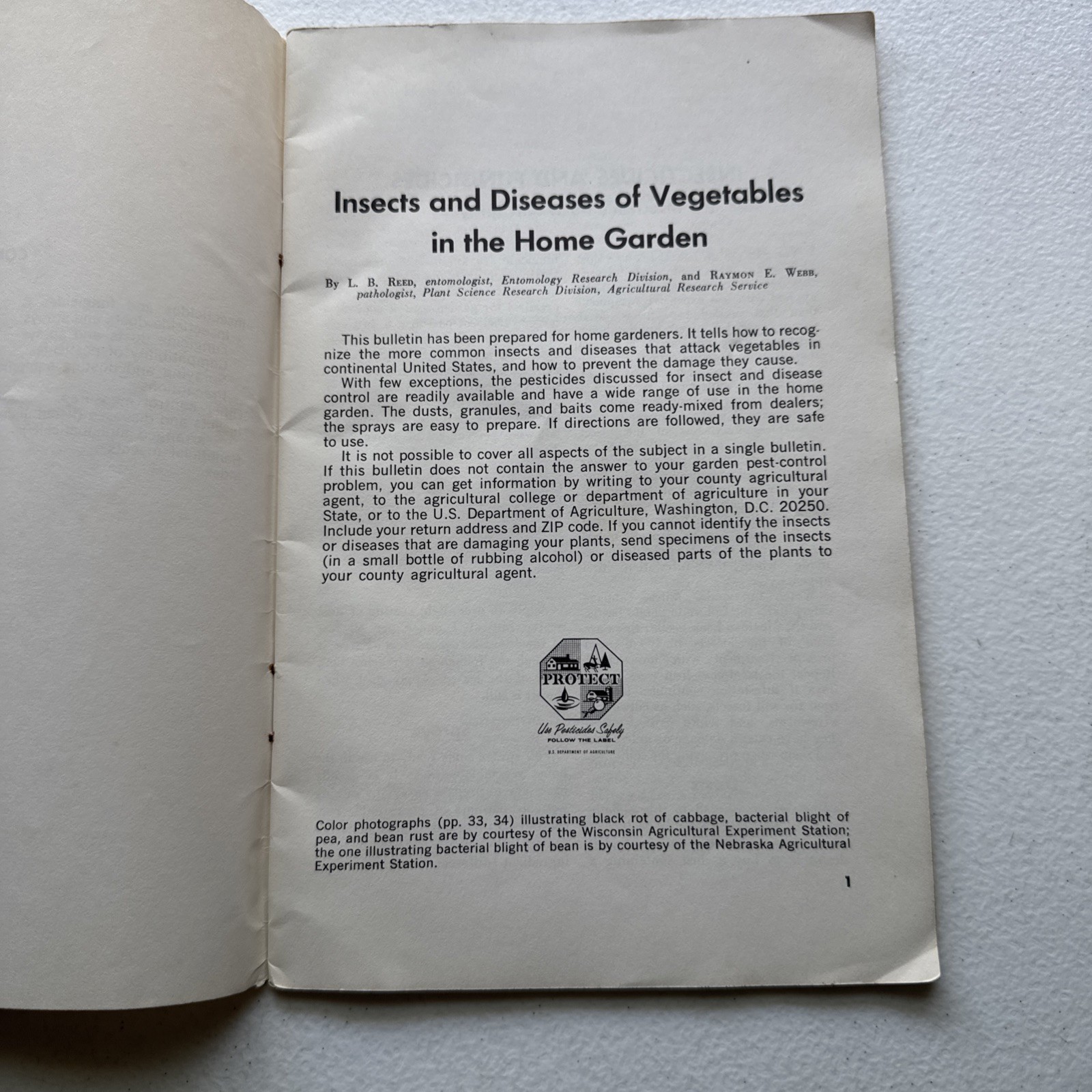 Insects and Diseases of Vegetables in the Home Garden USDA Bulletin No. 46