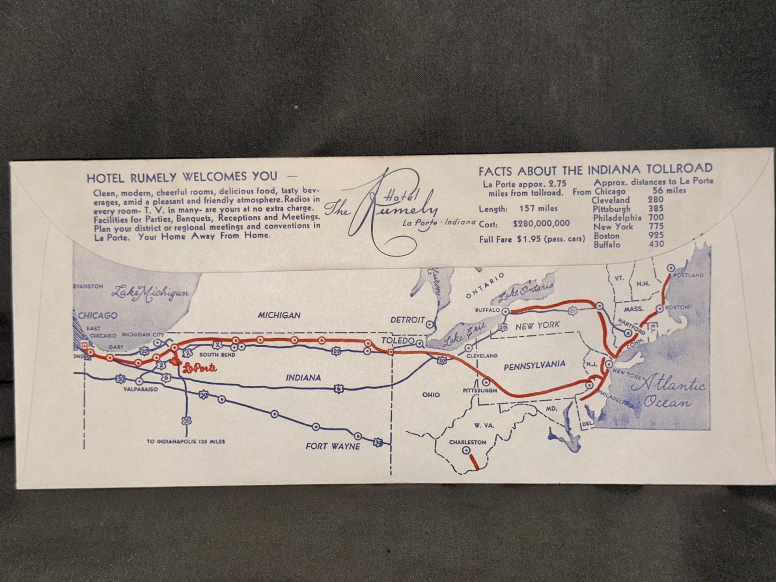 Vintage The Rumely Hotel Envelope – Illustrated Back