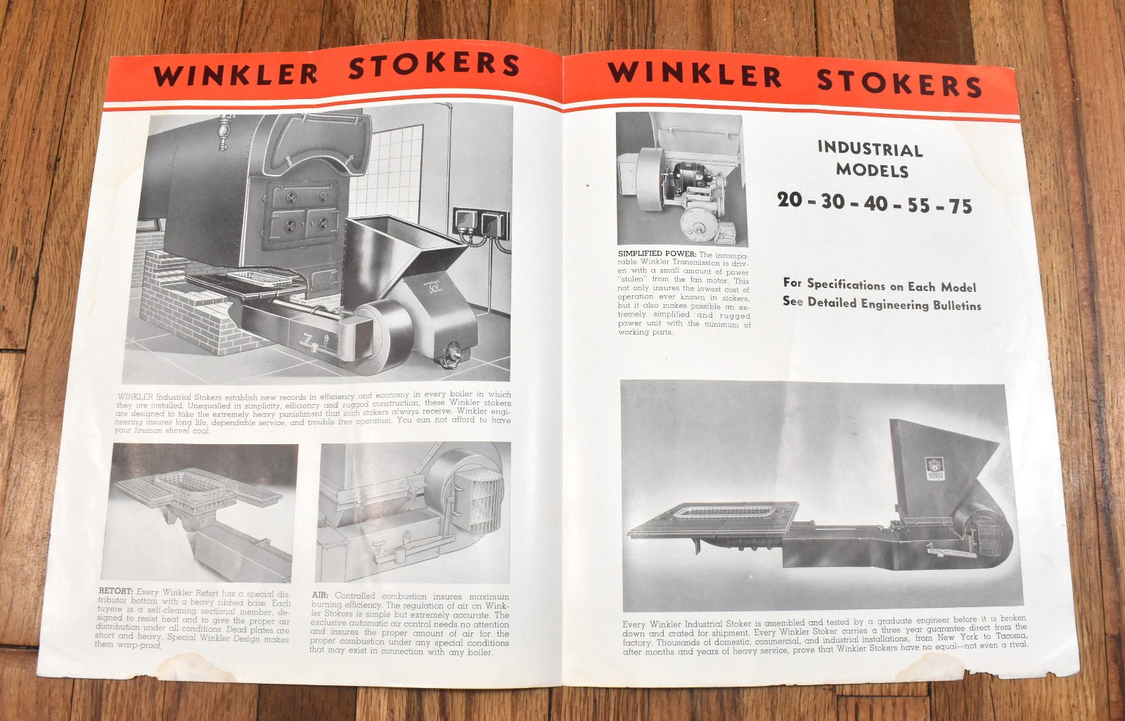 Vintage Winkler Coal Stoker Industrial Models 20 30 40 55 75 Sales Brochure