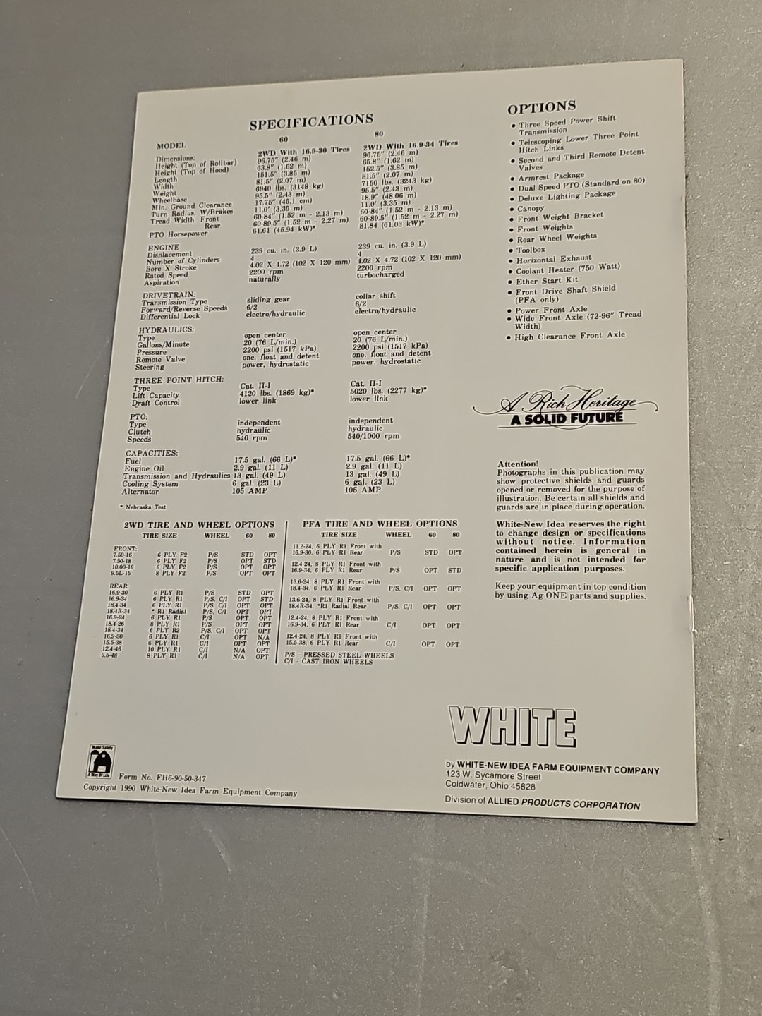 White 60 & 80 Series American Series Tractors Sales Brochure 1990