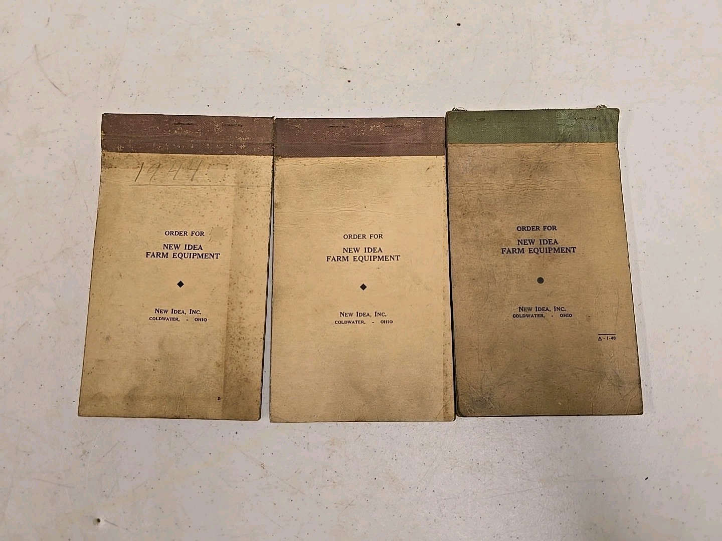 Vintage 1940s New Idea Farm Equipment ILL Implement Dealer Order Book Lot Of 3