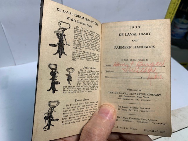 1939 DELAVAL DIARY & FARMERS POCKET HANDBOOK USEFUL INFO 148 PAGES 4.75&rsquo;X2.75”.