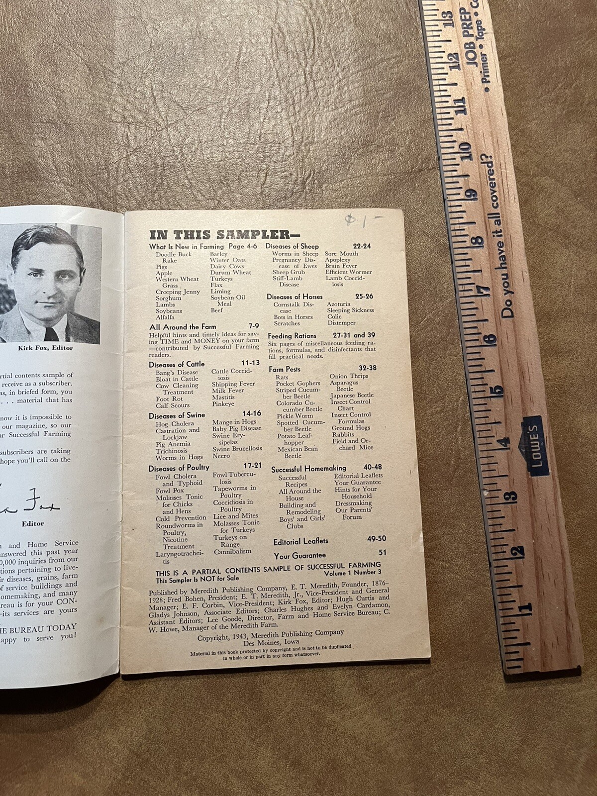 1943 SUCCESSFUL FARMING MAGAZINE « Sampler » SALESMAN SAMPLE