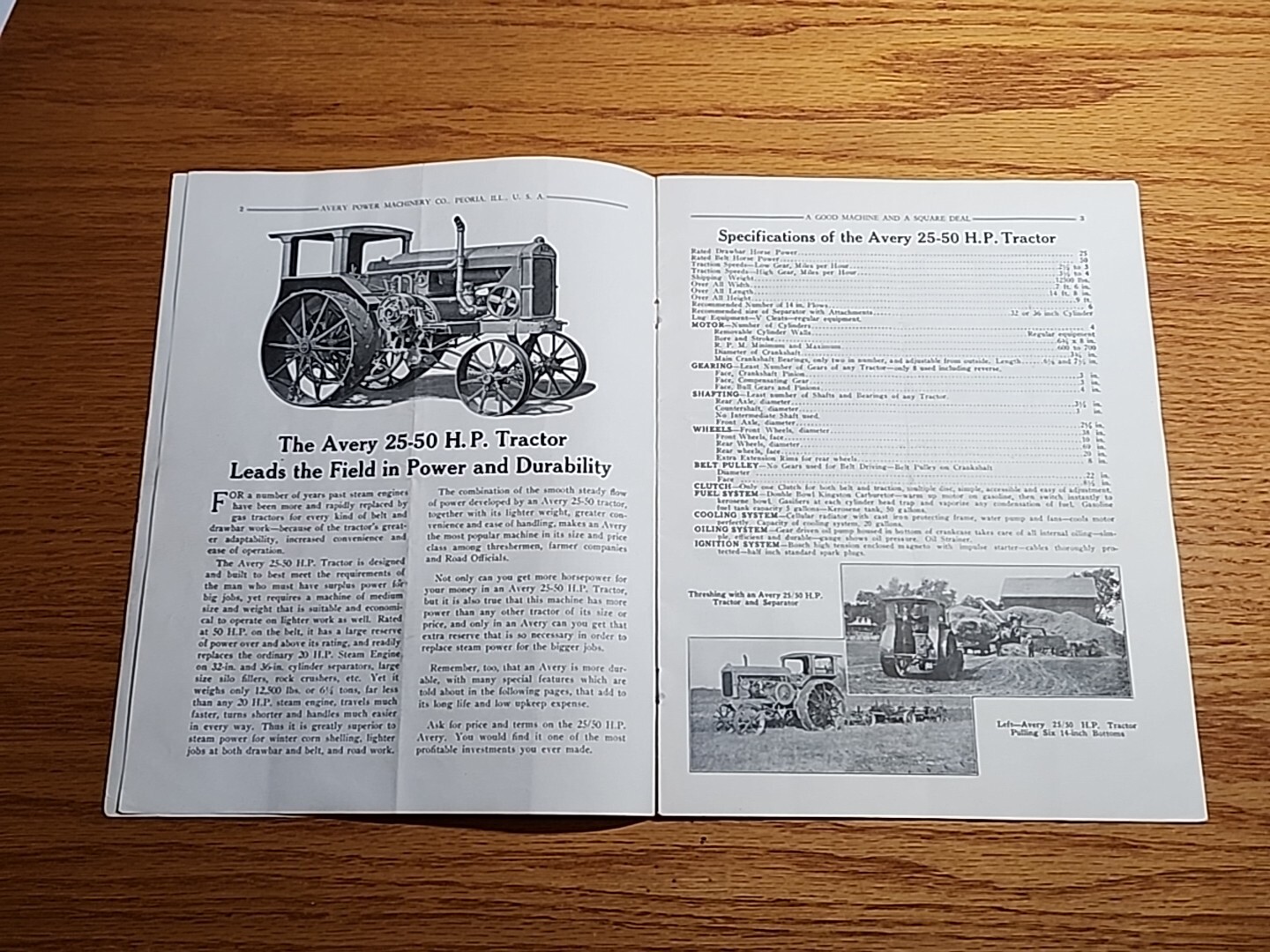 Avery Farming Threshing Road Tractor Catalog Brochure Peoria IL