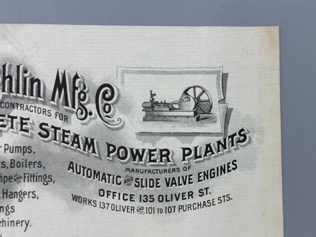 1896 McLaughlin STEAM POWER ENGINES Acme Oil Farm Advertising Letter Boston