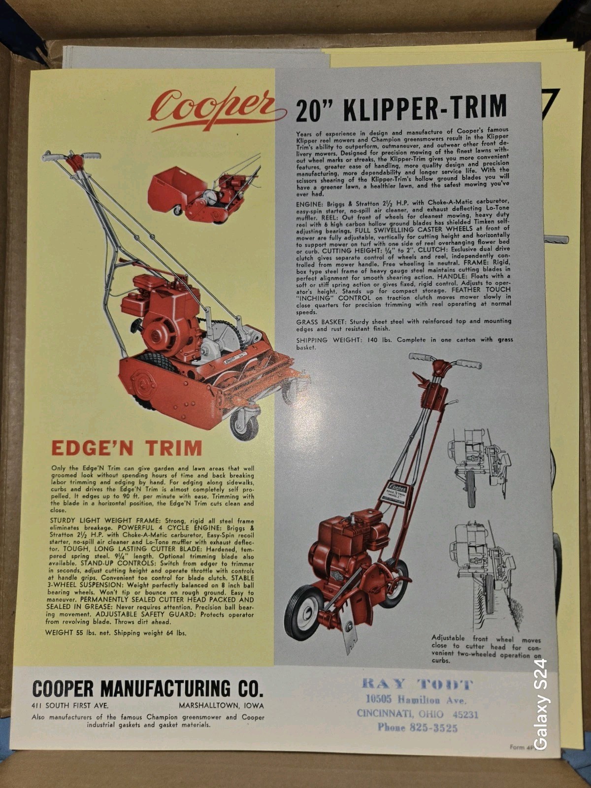 4 PG Copper Mfg Co Lawn Mower Catalog Brochure Klipper Marshalltown IA Vintage