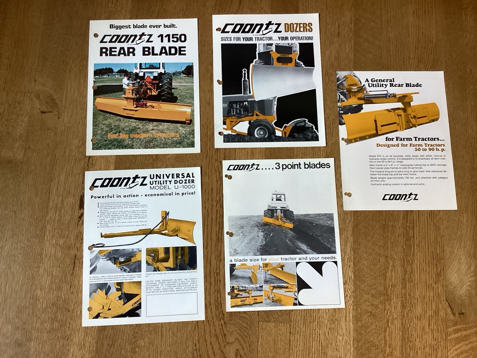 (5) Vintage Coontz Dozers 3-point Other Tractor Attachment Blades Brochures