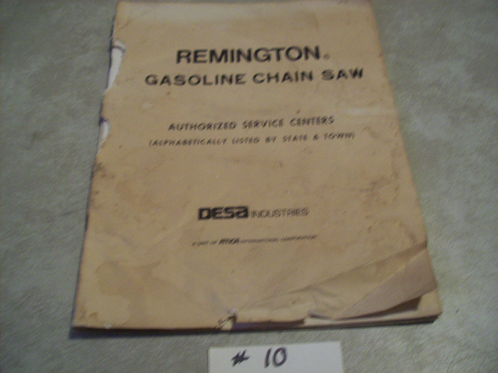 vintage REMINGTON gasoline chain saw authorized service centers brochure