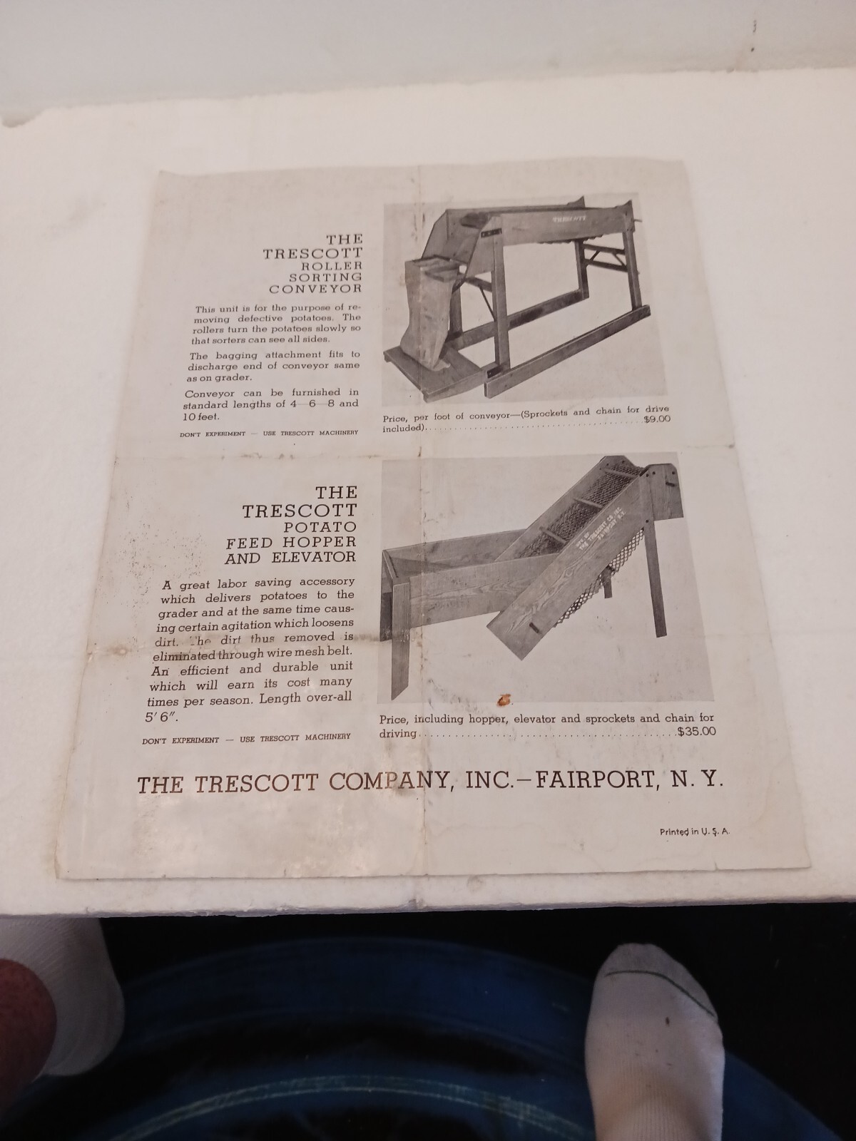1955 AD.(XG10)~FAIRPORT, NY. FRIEND & TRESCOTT FRUIT GRADERS ADVERTISING BOOK
