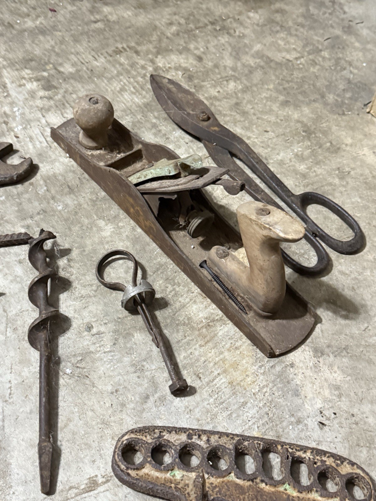 Old Rusty Farm Implements And Tools. Decorative Vintage