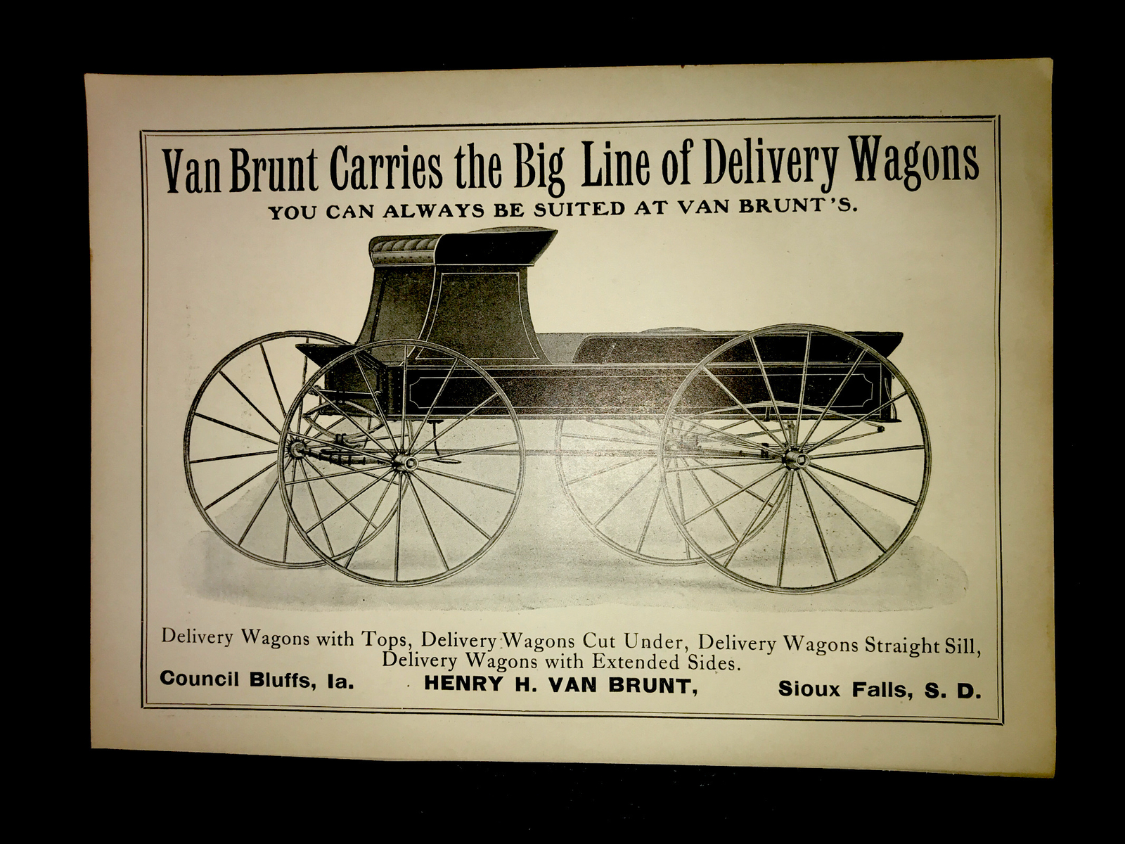 1905 Van Brunt Wagon – Council Bluffs IA – Sioux Falls SD – Farm Advertising