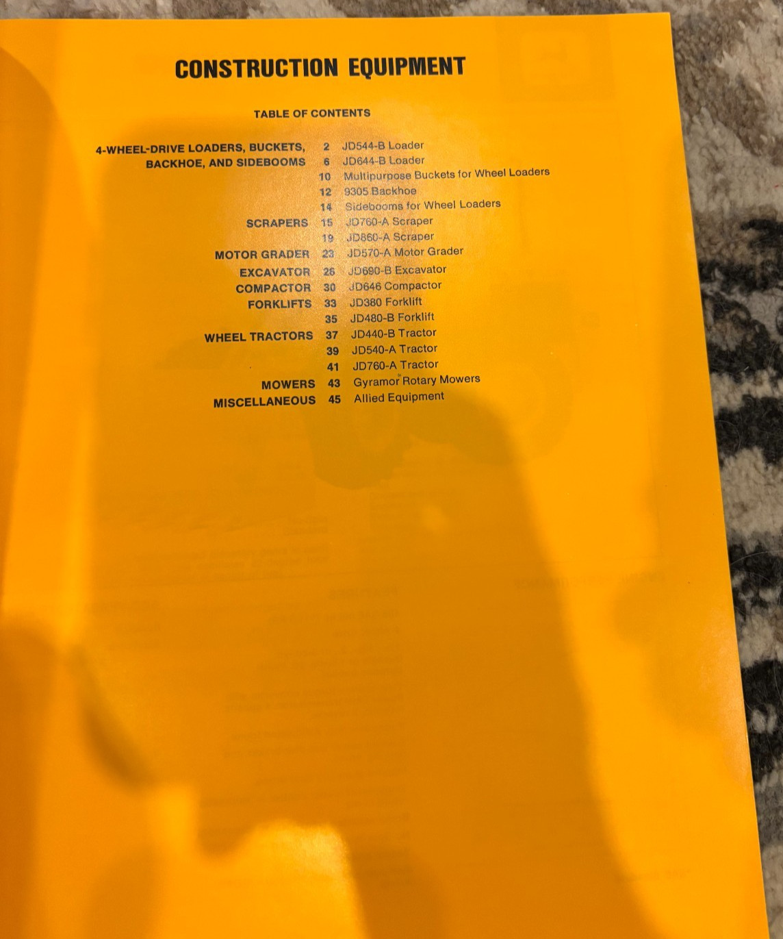 John Deere Construction Equipment Buyers Guide For 1974 Brochure CWPA26