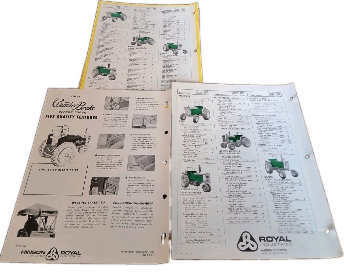 Hinson Weather Brake Tractor Heater Brochures And Price List