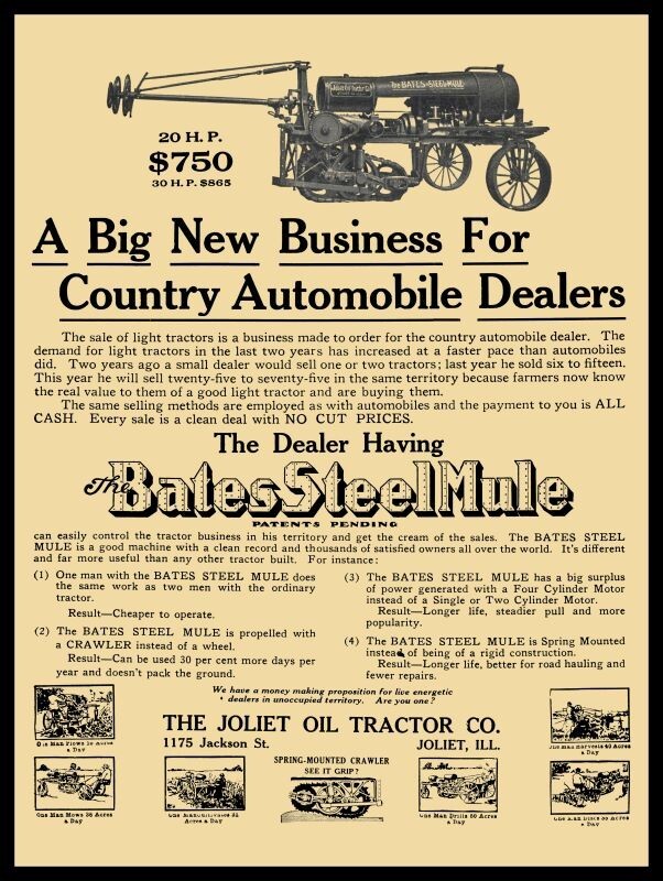 1916 Bates Steel Mule Tractor, Joliet IL NEW METAL SIGN: 9 x 12&Prime; Free Shipping