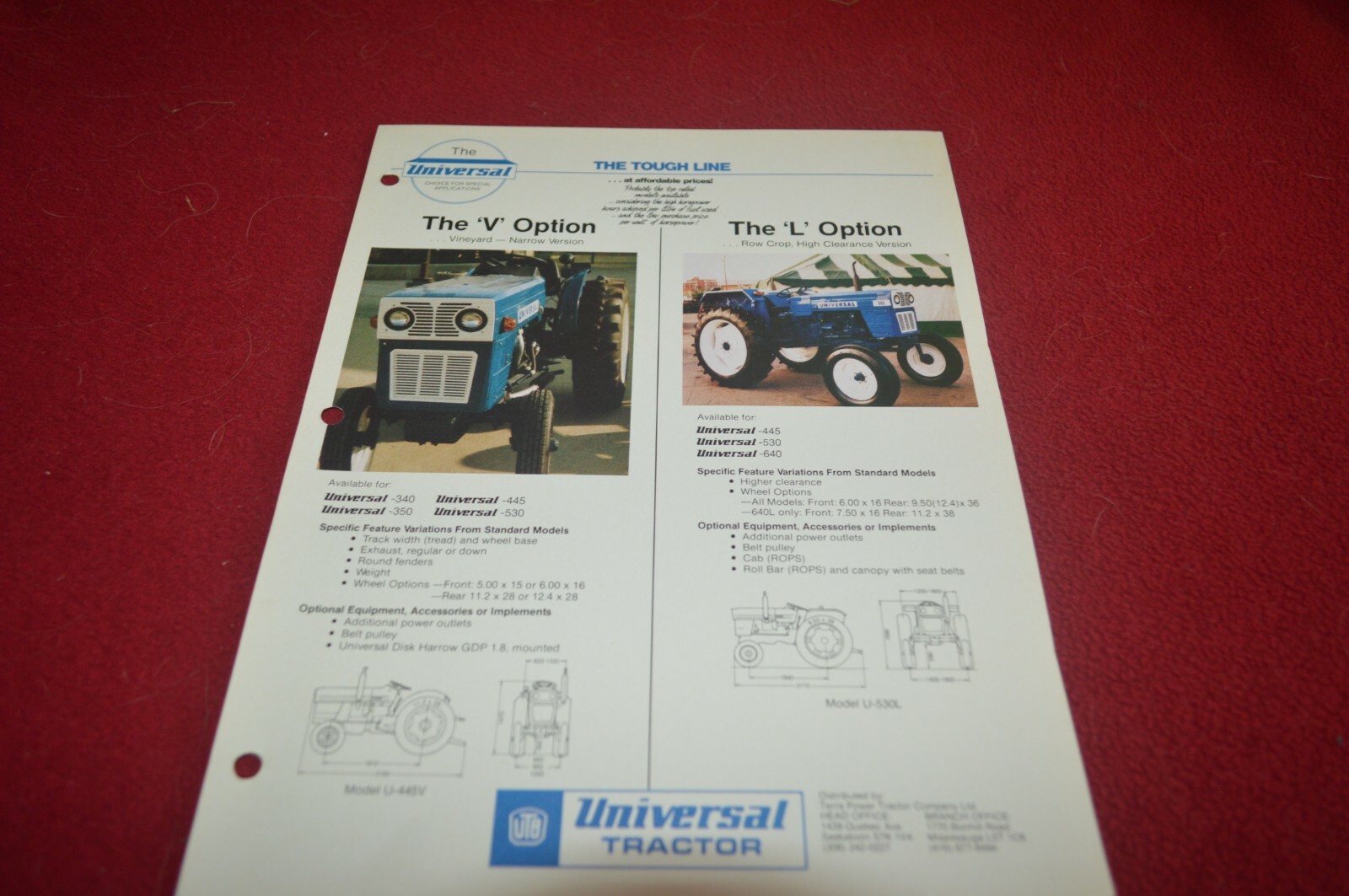 UTB Universal 340 350 445 530 Vineyard Highcrop Tractor Dealer&rsquo;s Brochure FCCA