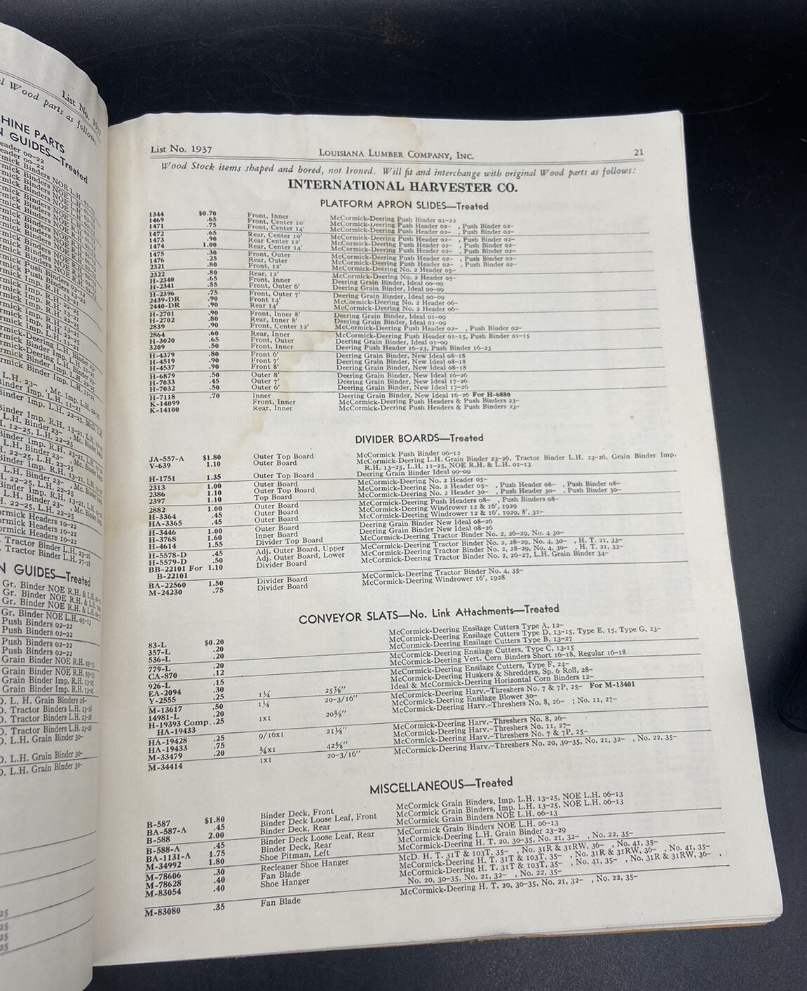 1937 Louisiana Lumber Company Catalog Cairo Illinois Wood Farm Implement Parts