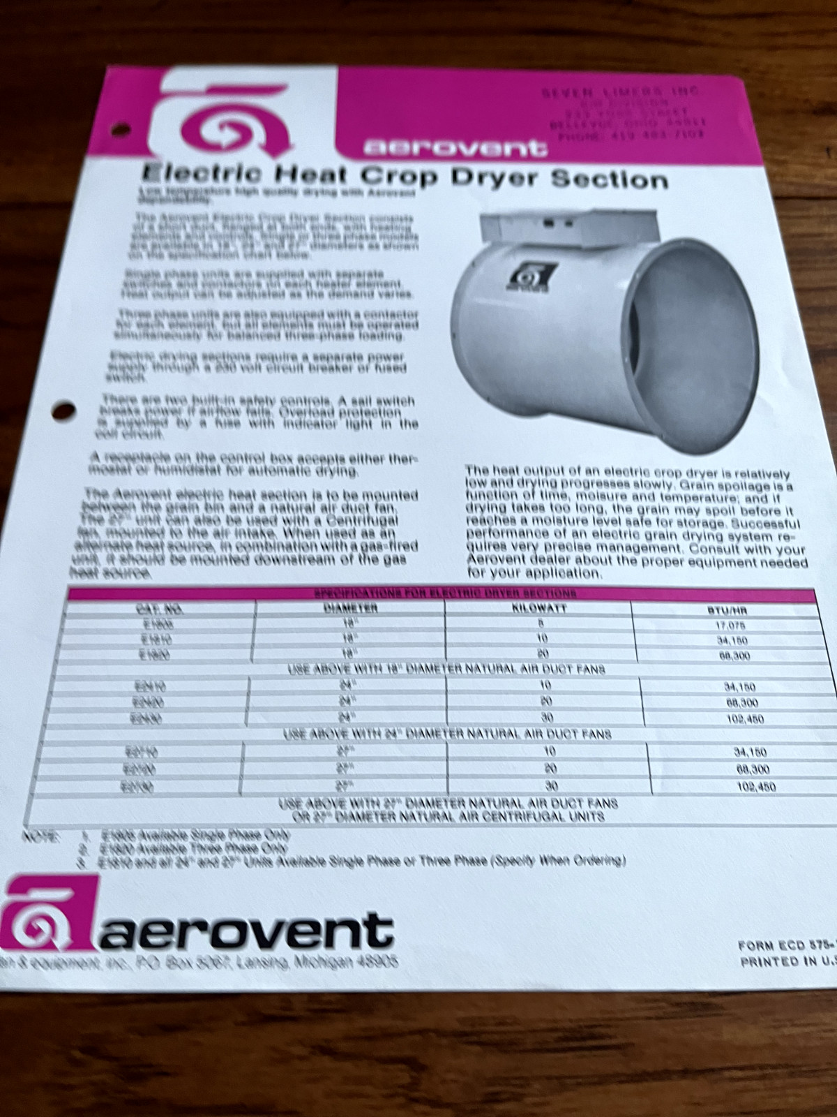 Aerovent Electric Crop Dryer Brochure BAOH