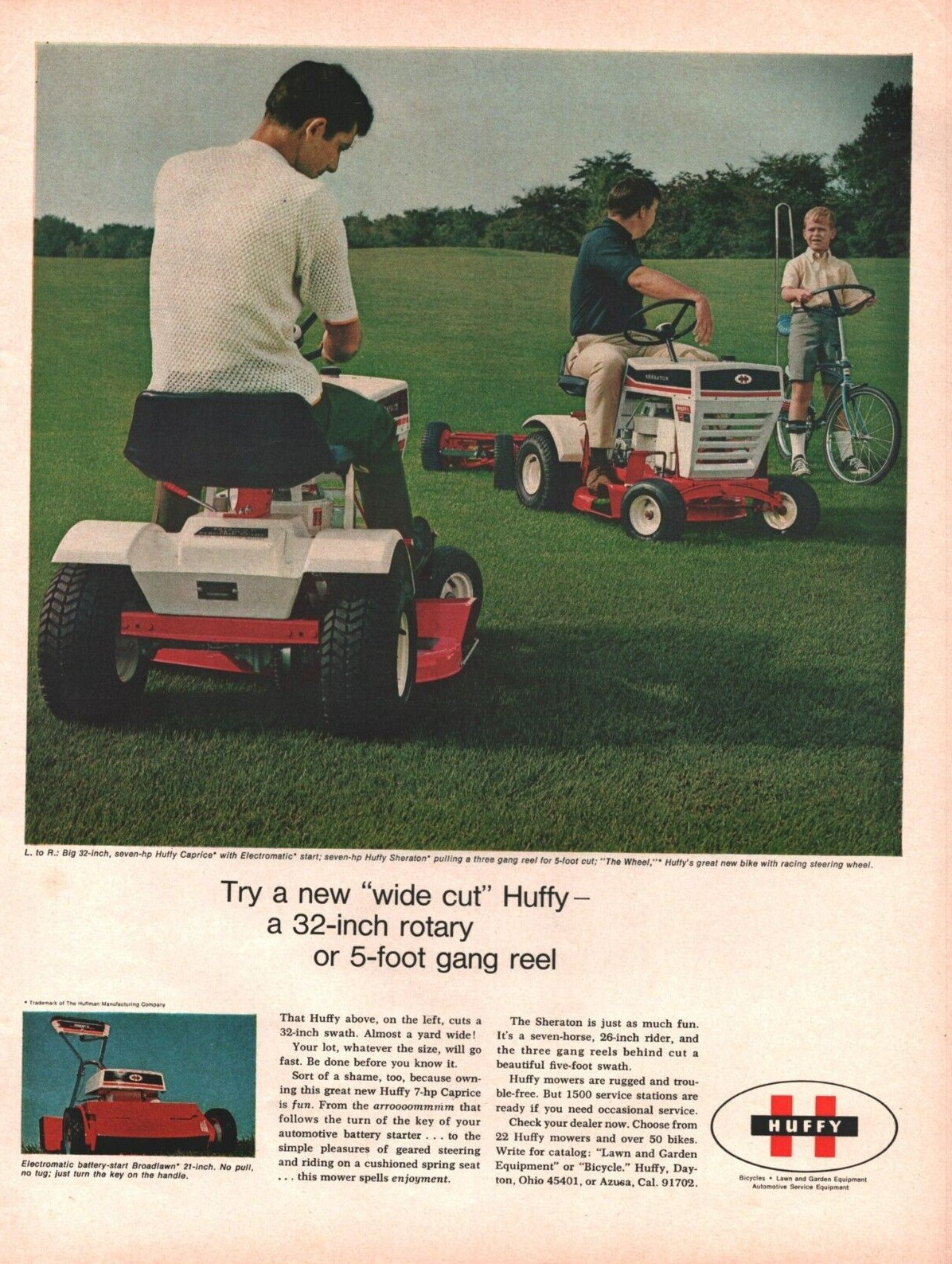 1969 Huffy Caprice Sheraton Lawn Mower & The Wheel Bicycle – Vintage Ad