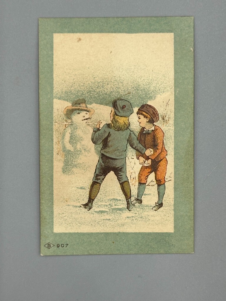 1880s SNOWMAN Children Victorian FARM Advertising Trade Card PORTLAND OR