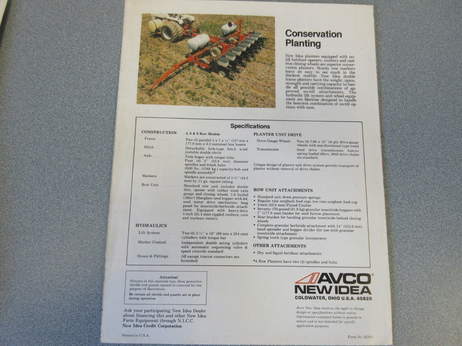 Avco New Idea Planters Sales Brochure