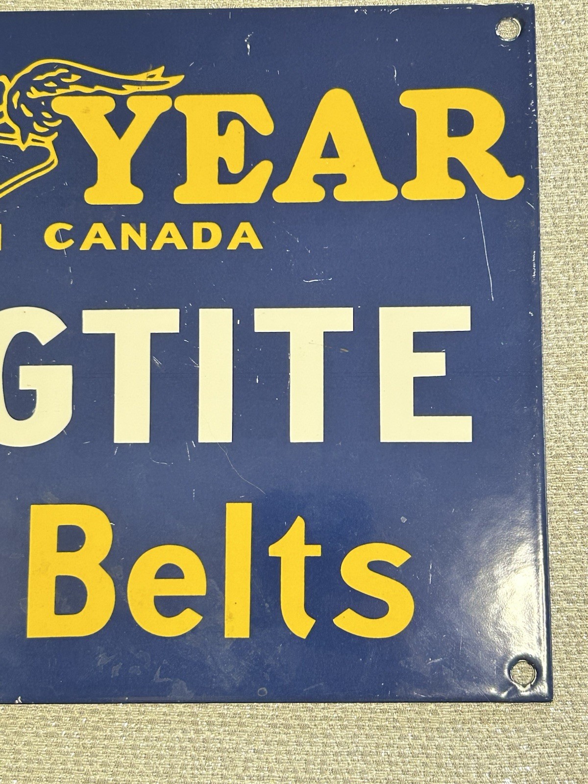 Vintage Porcelain Goodyear Klingtite Farm Belts Metal Sign
