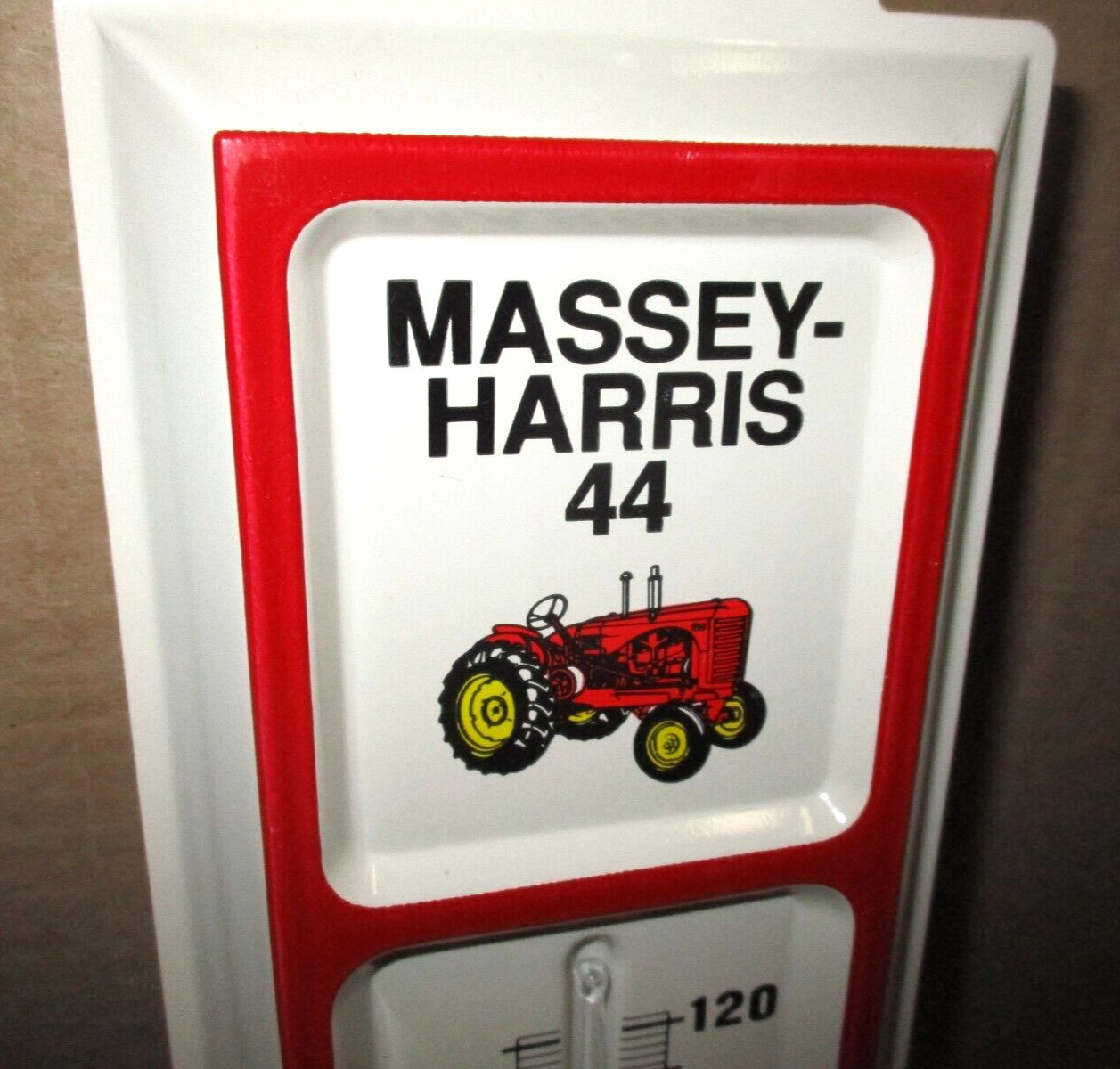 MASSEY-HARRIS – Model 44 – Pictures OLD TRACTOR -Thermometer SIGN – Made In USA