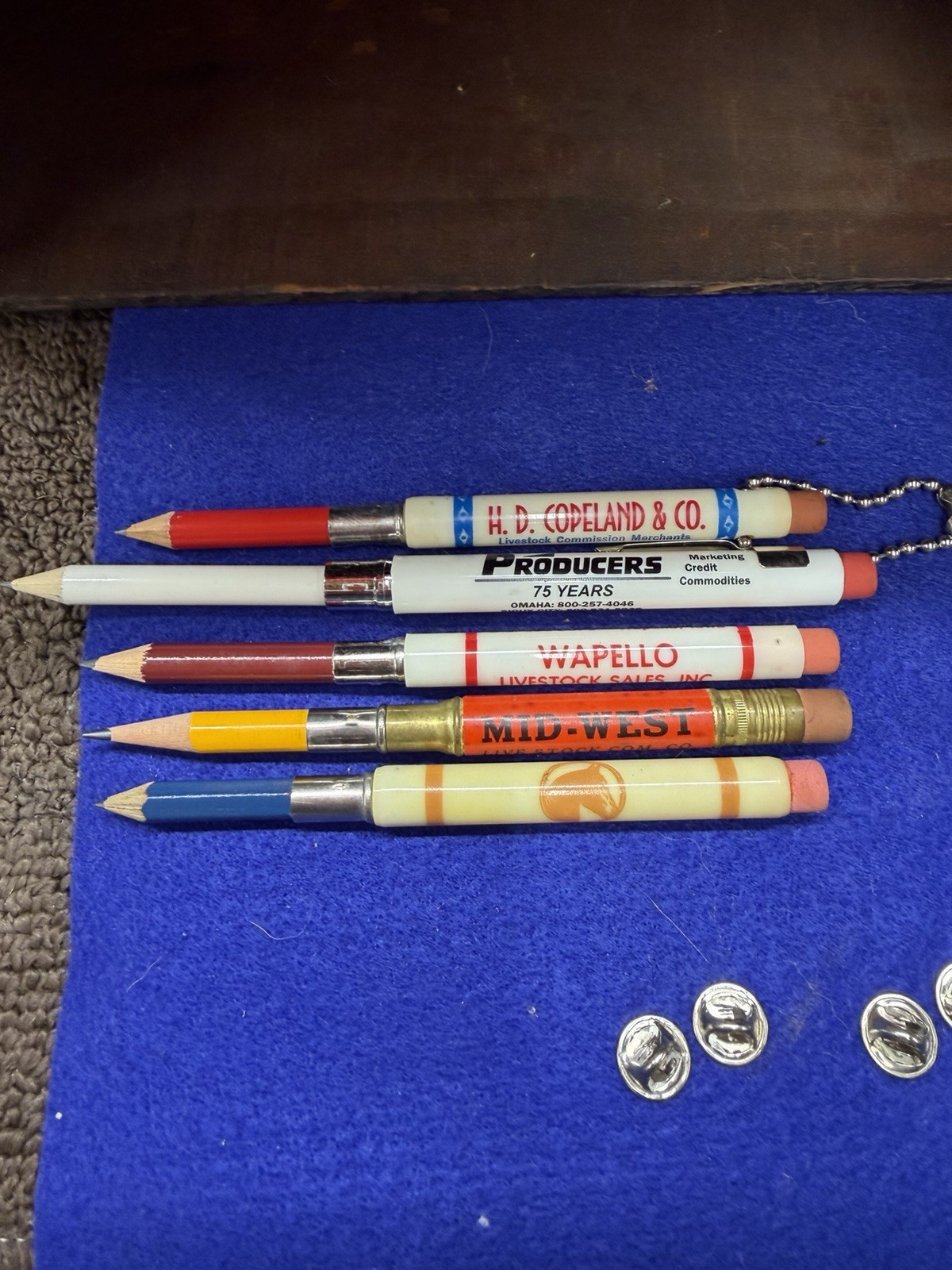 Vintage Commission Company Bullet Pencils Livestock Horse Cow Hog