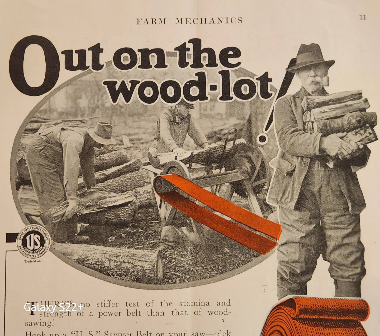 1926 U.S. Sawyer Stitched Canvas Belts U.S.Rubber Company Original Print Ad 8X11