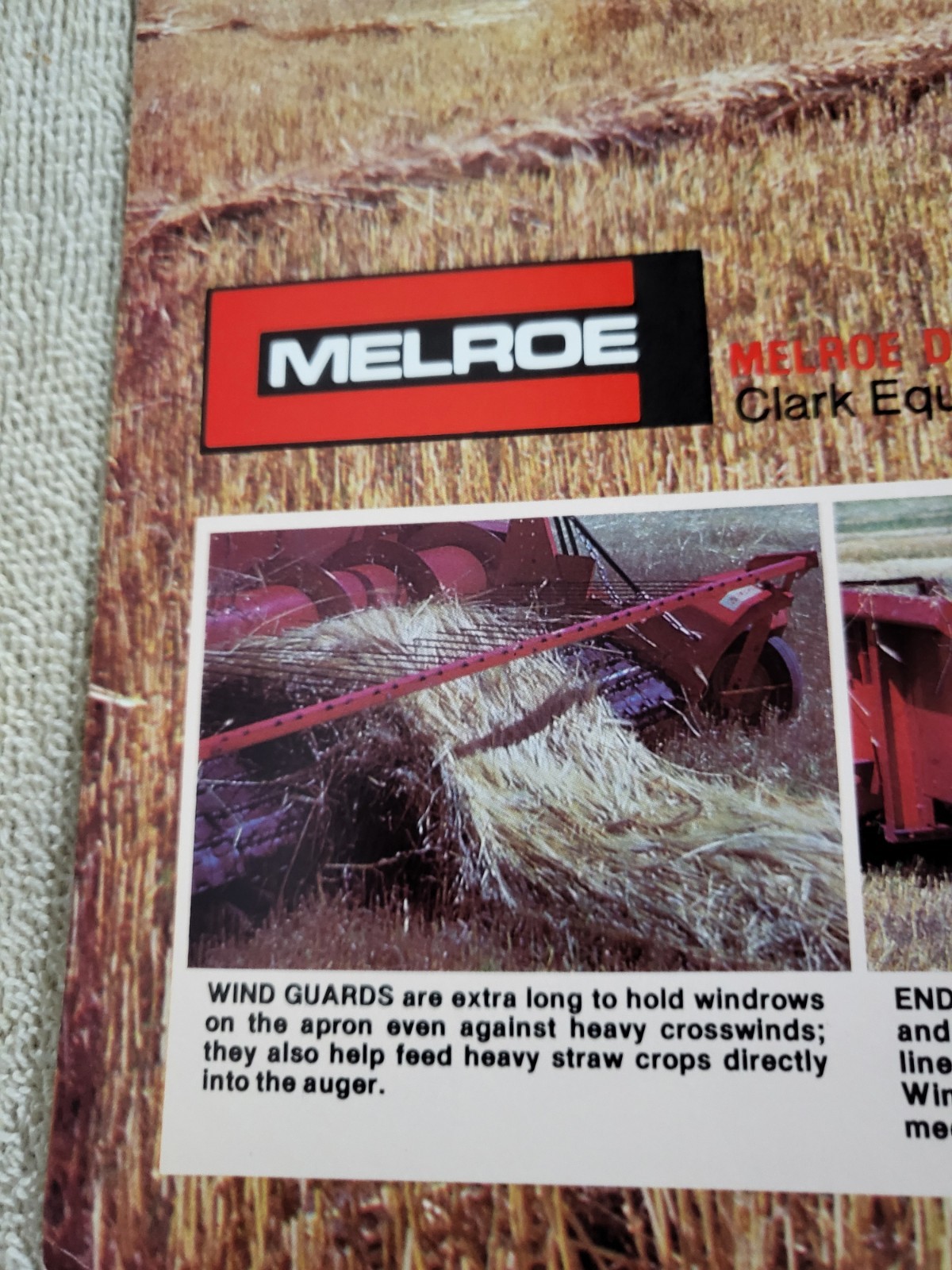 Vintage 1978 Melroe Rubber Apron Windrow Pickup MF Combine Brochure Clark Ag