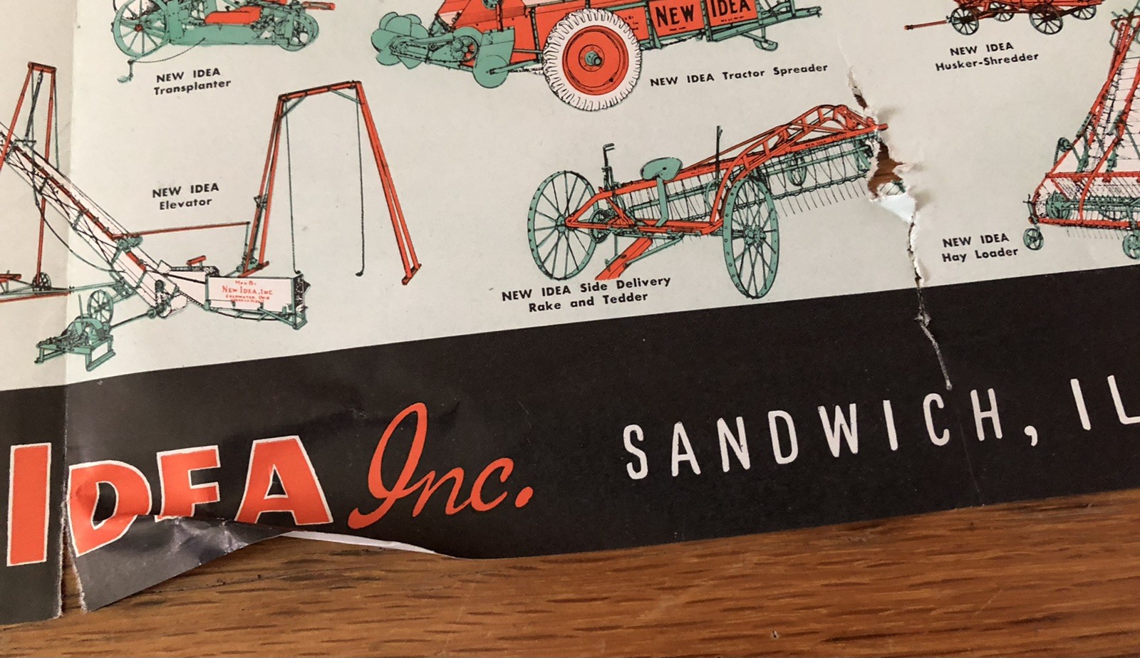 Vintage NEW IDEA Farm Tractor Hay Loader Mower Advertising Brochure Poster