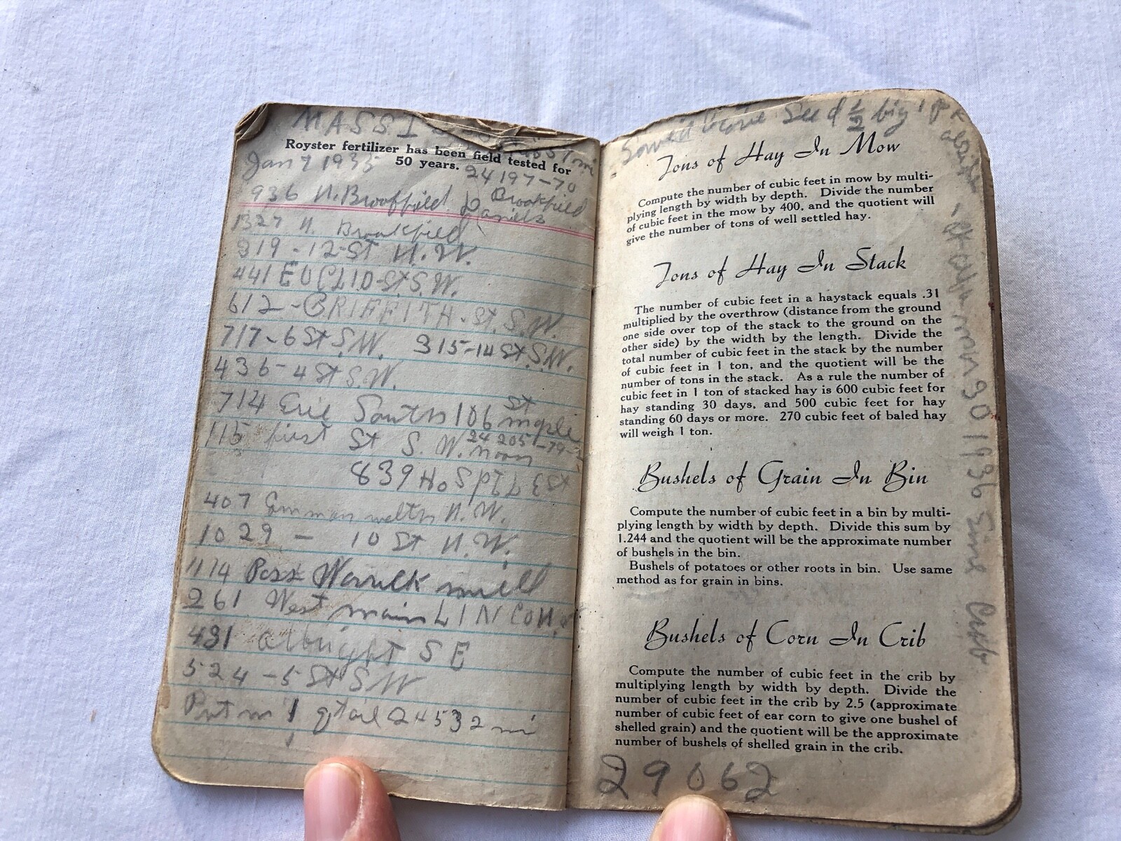 Vintage 1935 FS ROYSTER GUANO FERTILIZERS Notebook Canton Oh Handwritten Toledo