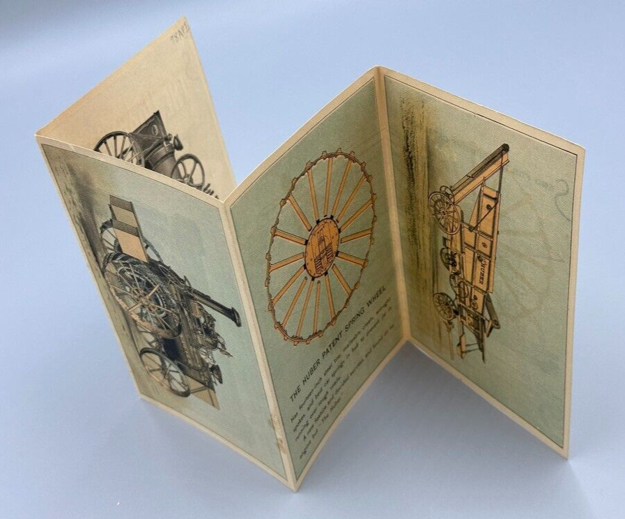 1880s HUBER Engine THRESHER Victorian FARM Advertising Fold Trade Card MARION OH
