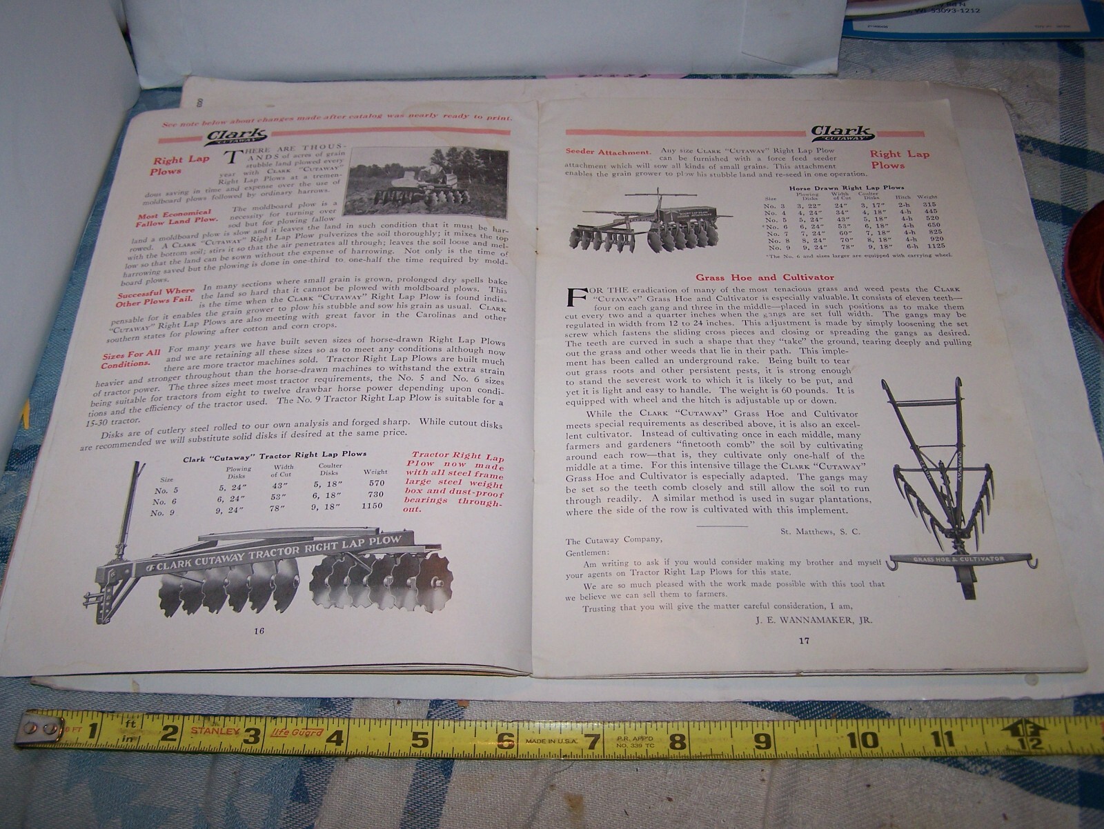 CLARK CUTAWAY Farm Implement Sales Catalog Horse Drawn Tractor Sulky Disc Harrow