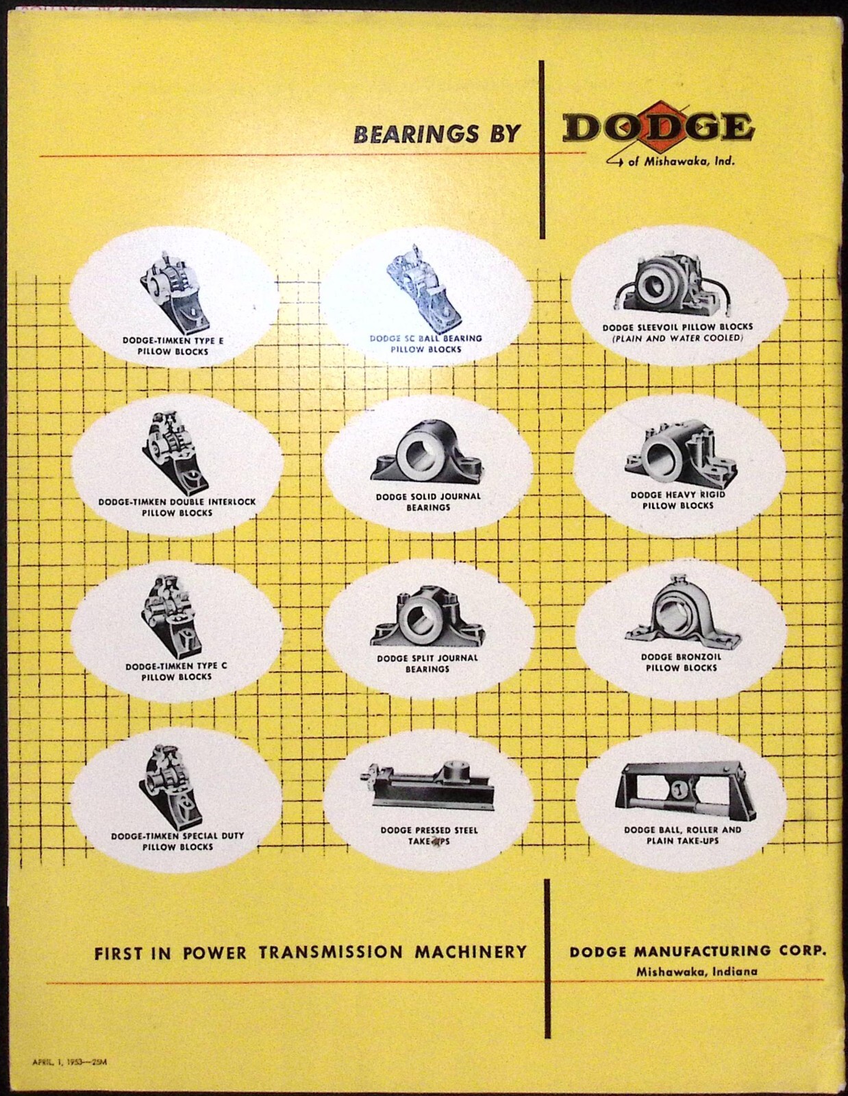 1953 Dodge of Mishawaka IN Rolling Bearings Bulletin A-622