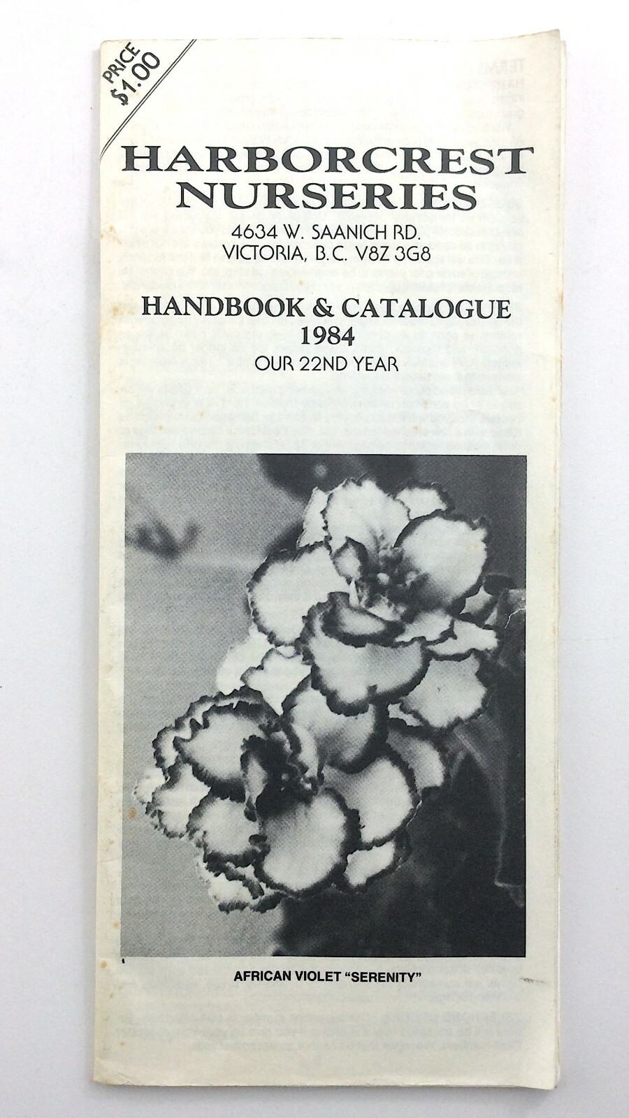 Haborcrest Nurseries Seed Handbook Catalogue 1984 Victoria BC P980