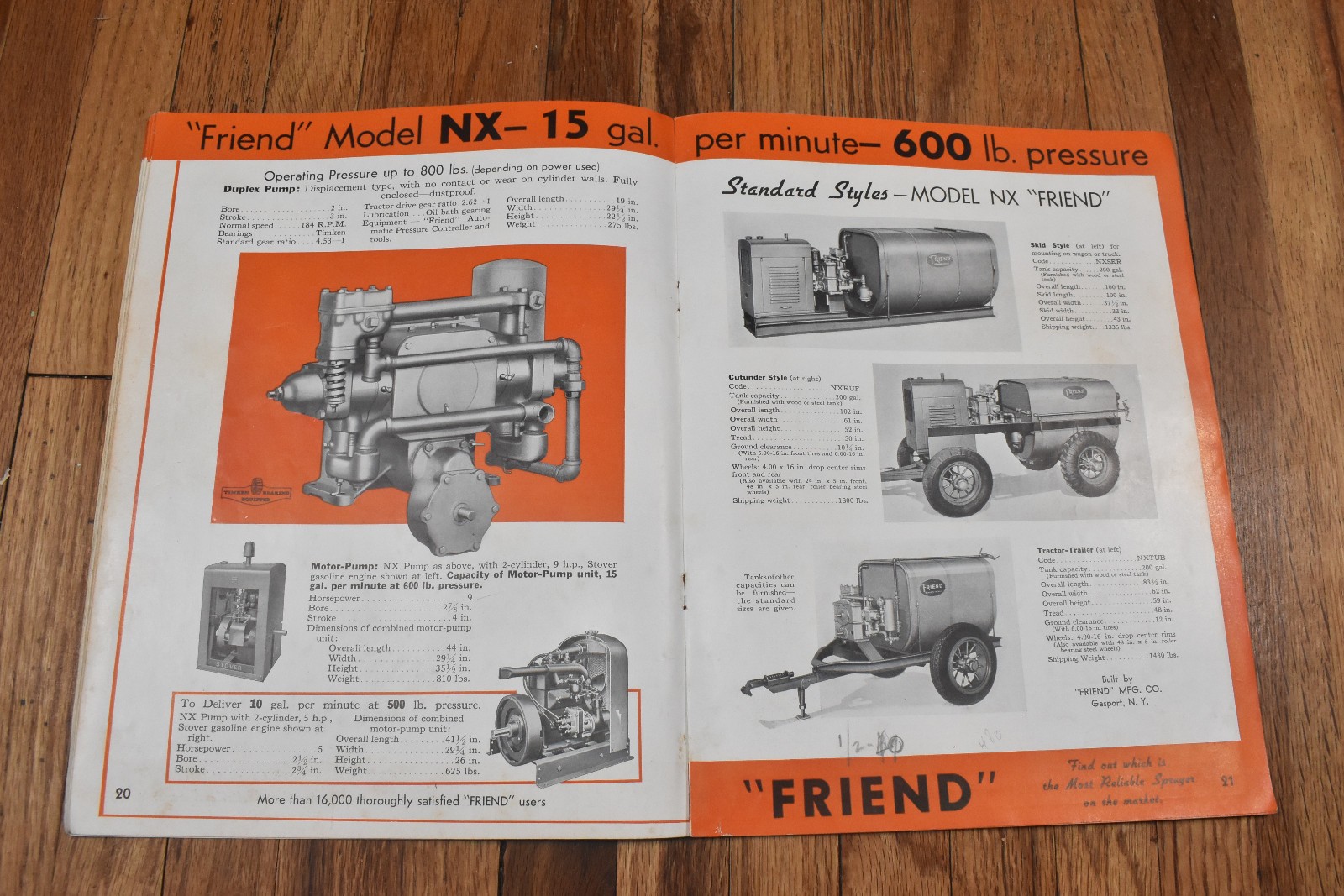 Vintage Friend Farm Pump Sprayer Advertising Sales Brochure