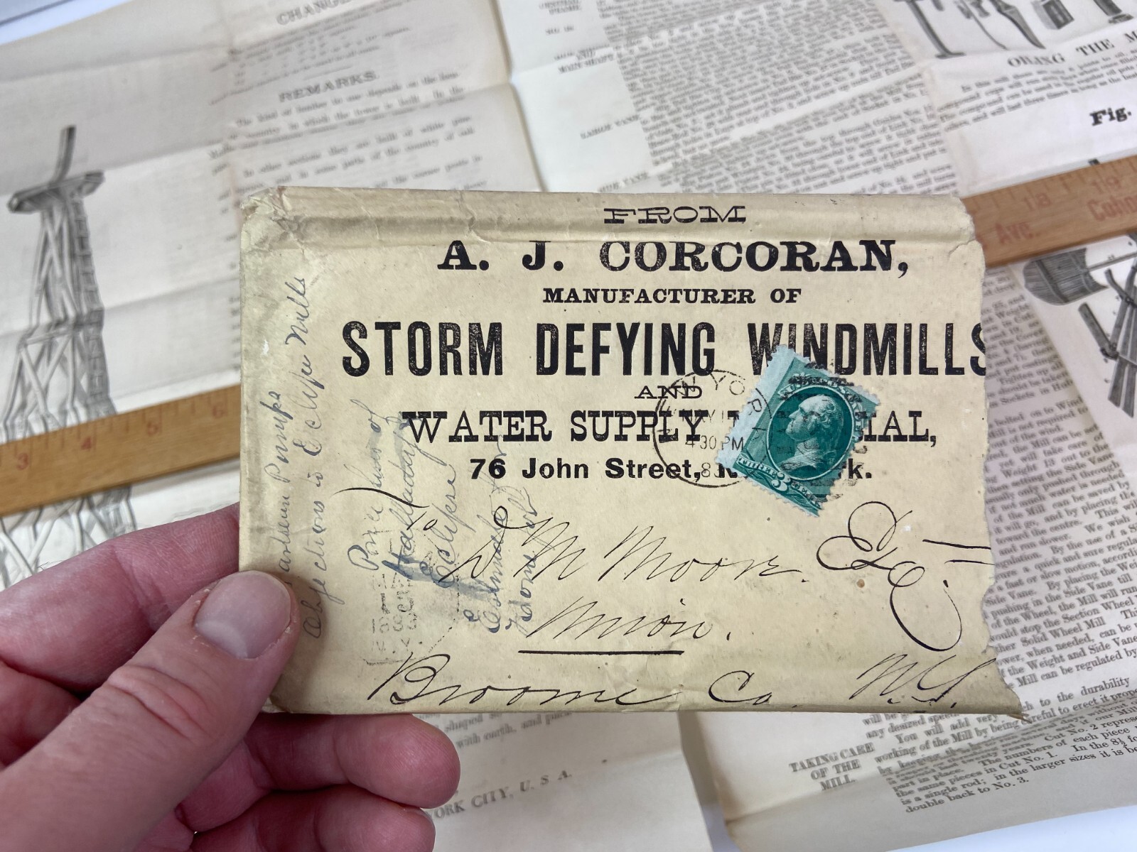 RARE ARCHIVE Letters EPHEMERA Billheads etc – Andrew Corcoran Wind Mills NY 1883