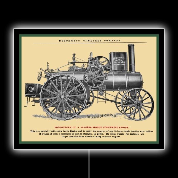 1906 30hp Northwest Simple Traction Engine NEW LED Hanging Lighted Sign: 18×23&Prime;