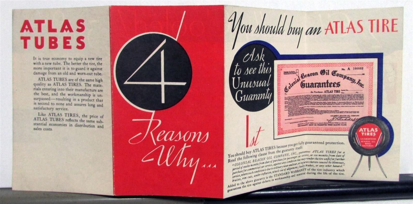 1920s Atlas Four Reasons Why You Should Buy Atlas Tires Sales Brochure