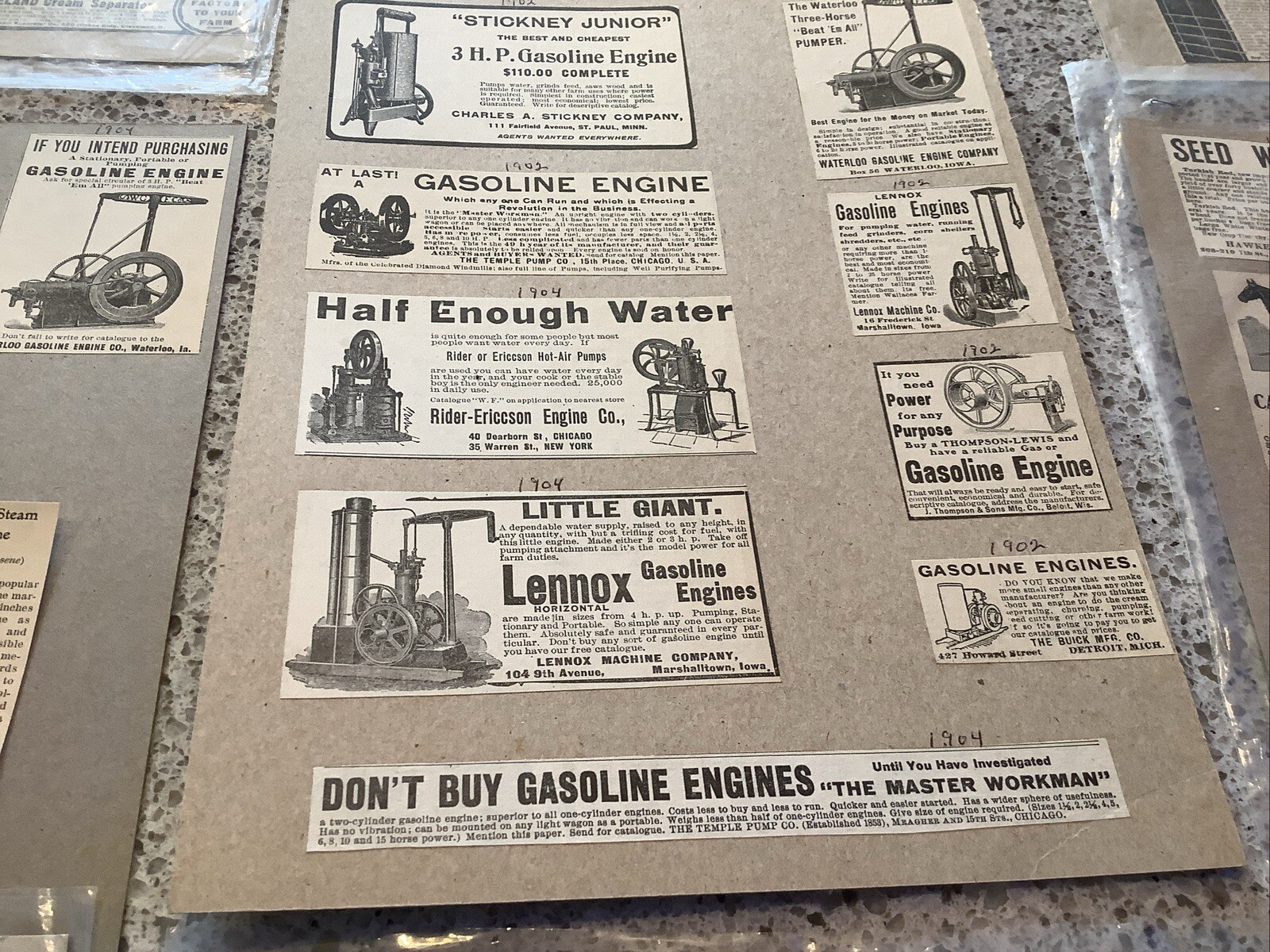80+ B&W Print Magazine ads Farm Related 1900-10 Land Machinery Feed Gloves More