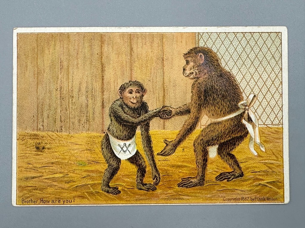 1880s COLUMBIA CHILLED PLOW Monkey FARM Advertise Trade Card COPAKE IRON WORK NY