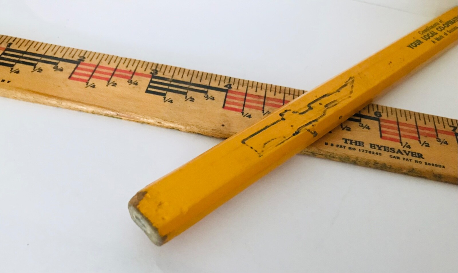 Vtg Compliments of Your Local Co-Operative Carpenter Pencil Yellow Farmer Co-Op