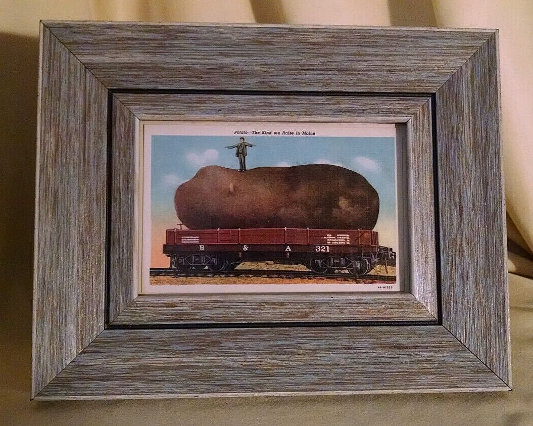 B & A RAILROAD TRAIN POTATO MAINE AD FRAMED VINTGE POSTCARD 4A-H1523 CURT TEICH