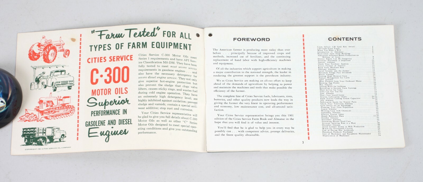 Vintage 1961 Cities Service Farm Book Almanac