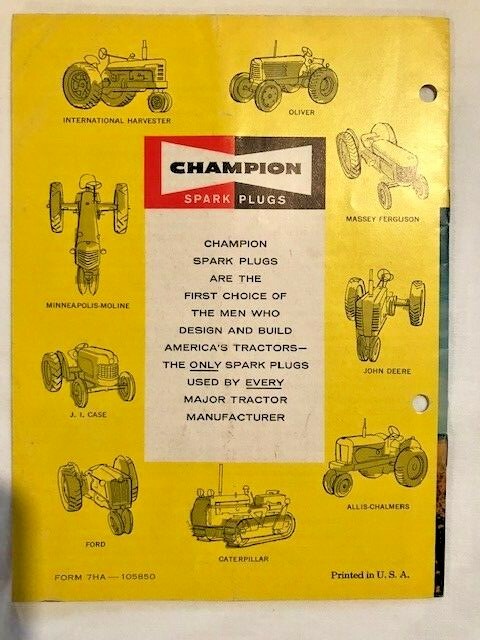 Champion Spark Plug Tractor Maintenance Brochure from 1958